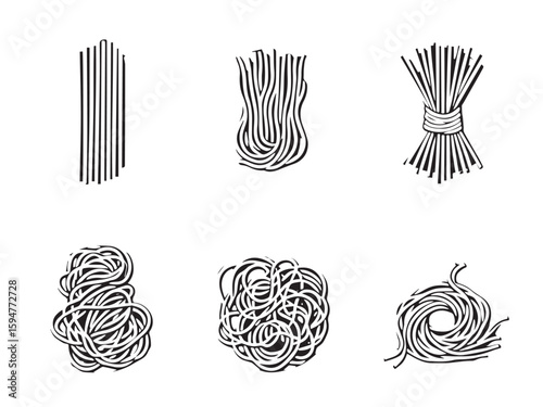 Spaghetti line art vector illustration