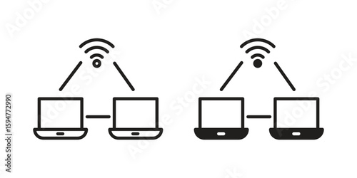 Local network icon vector, solid illustration, pictogram isolated color editable