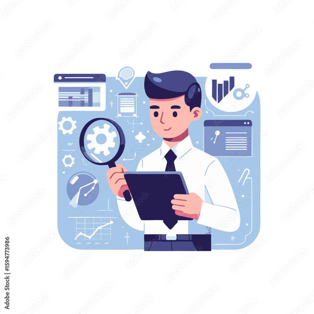 businessman holding a tablet and analyzing data businessman holding a tablet and analyzing data