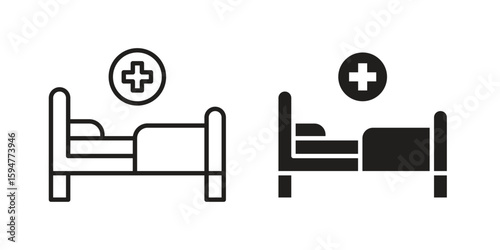Hospital bed icon vector, solid illustration, pictogram isolated color editable
