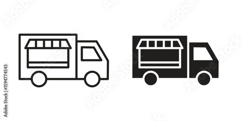 Food truck icon vector, solid illustration, pictogram isolated color editable