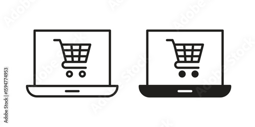 E commerce platform icon vector, solid illustration, pictogram isolated color editable