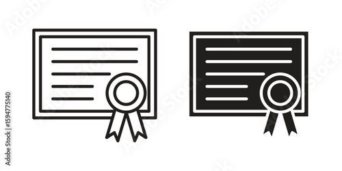 Diploma icon vector, solid illustration, pictogram isolated color editable