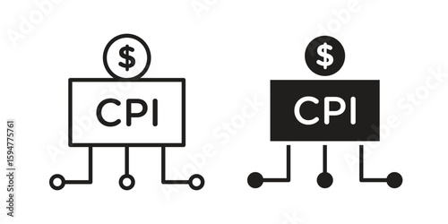 Consumer prices index icon vector, solid illustration, pictogram isolated color editable