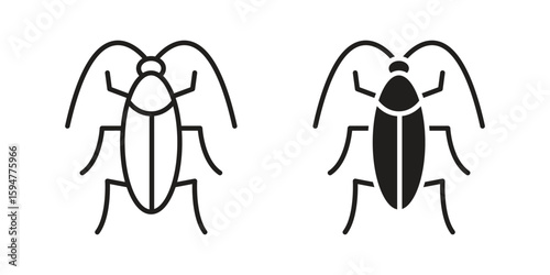 Cockroach icon vector, solid illustration, pictogram isolated color editable