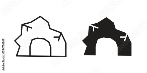 cave icon vector, solid illustration, pictogram isolated color editable