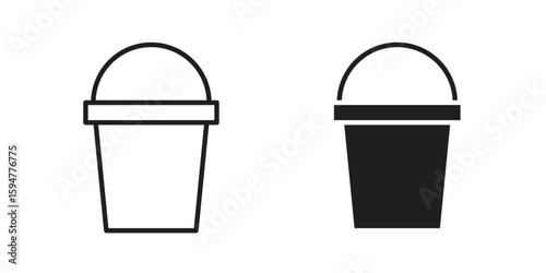Bucket icon vector, solid illustration, pictogram isolated color editable