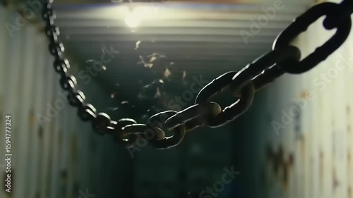 Chain in Dark Container Corridor.