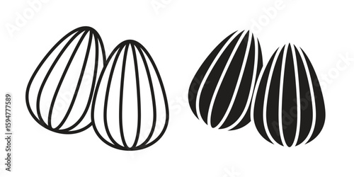 Almond icon vector, solid illustration, pictogram isolated color editable