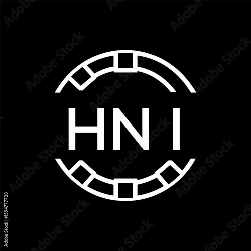 HNI Minimalist HNI  Logo Design on Black Background – HNI Later Logo, Modern Circular Branding Concept
