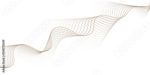 Abstract modern digital brown and white style smooth wave flowing curve line white background, use for music, wallpaper, swoosh speed, template vector illustration.
