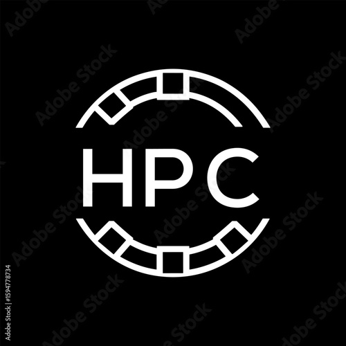HPC Minimalist HPC  Logo Design on Black Background – HPC Later Logo, Modern Circular Branding Concept
