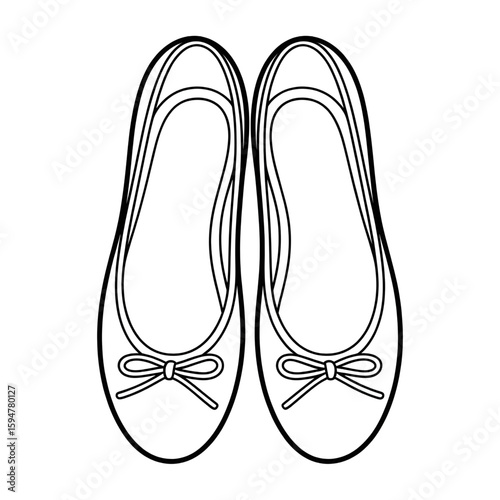 A black and white ballet flat illustration vector style coloring page