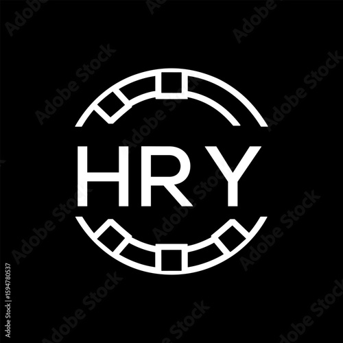 HRY Minimalist HRY  Logo Design on Black Background – HRY Later Logo, Modern Circular Branding Concept
