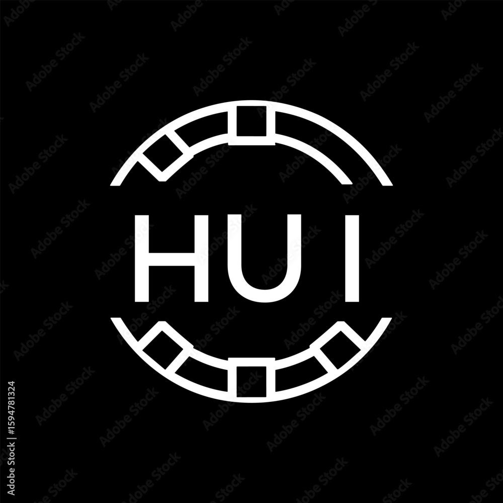 HUI Minimalist HUI  Logo Design on Black Background – HUI Later Logo, Modern Circular Branding Concept
