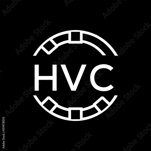 HVC Minimalist HVC  Logo Design on Black Background – HVC Later Logo, Modern Circular Branding Concept
