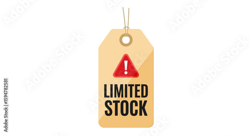 Limited Stock Warning Price Tag with Exclamation Mark