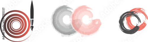 painting artwork school, paint artist  logo set vector illustration