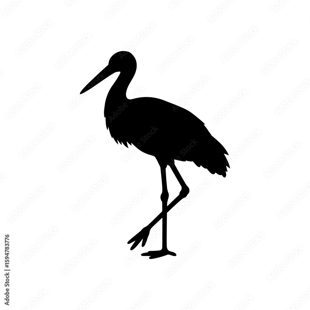 Obraz premium Stork silhouette vector flat illustration design.