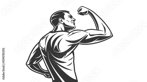 Jesus Christ on a cross vector illustration of a running boy character silhouette