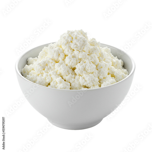 Wallpaper Mural Fresh cottage cheese in a white bowl Isolated on transparent background for healthy eating Torontodigital.ca