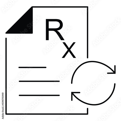 Medical Prescription Refill Symbol Flat Vector Icon