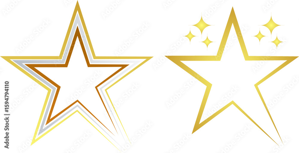 Obraz premium Star Shapes Vector Design. Golden, Silver, Bronze, Colorful Gradient Star Award and Grade Design.