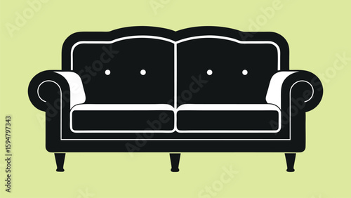 Black leather sofa and armchair isolated on white background modern comfortable furniture design