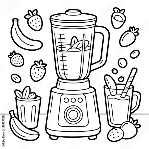 blender isolated on white background coloring page