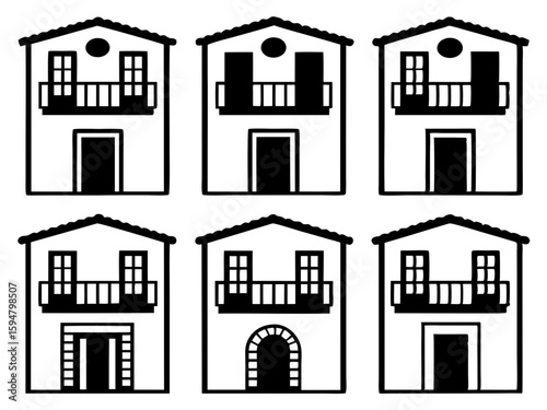 Architectural Array: A minimalist presentation of six distinct house variations. each one is a statement of simple design principles, capturing the essence of architectural diversity.