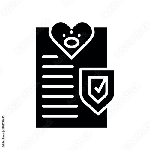pet insurance black flat icon for digital and print projects.