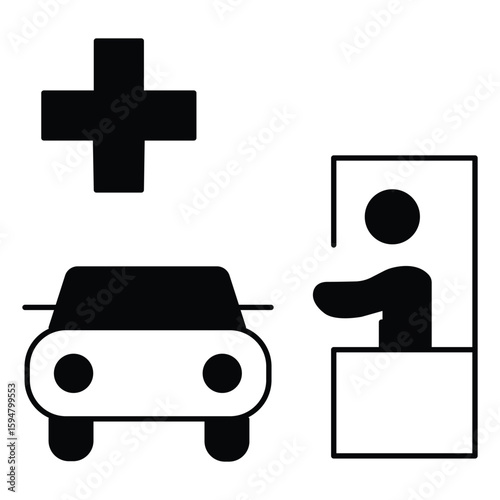 Flat Vector Icon Of Drive Thru Transfer