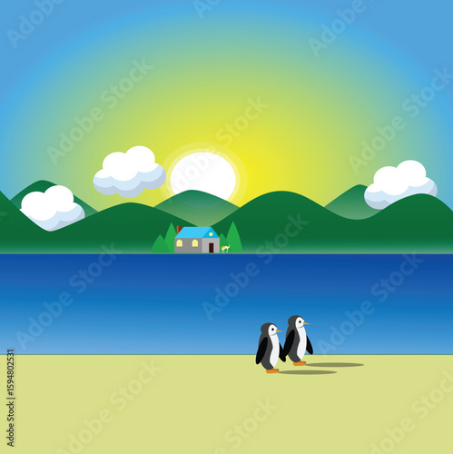 beautiful landscape vector design clean and unique latest illustration