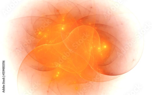 3D rendering Fiery Orange Flame Abstraction on a Clean White Background.