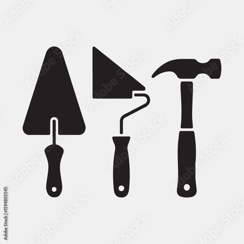 Construction Tools and Bricklaying Icon
