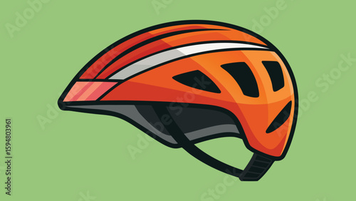Orange and red helmets isolated on white background with car and nature themed vector elements