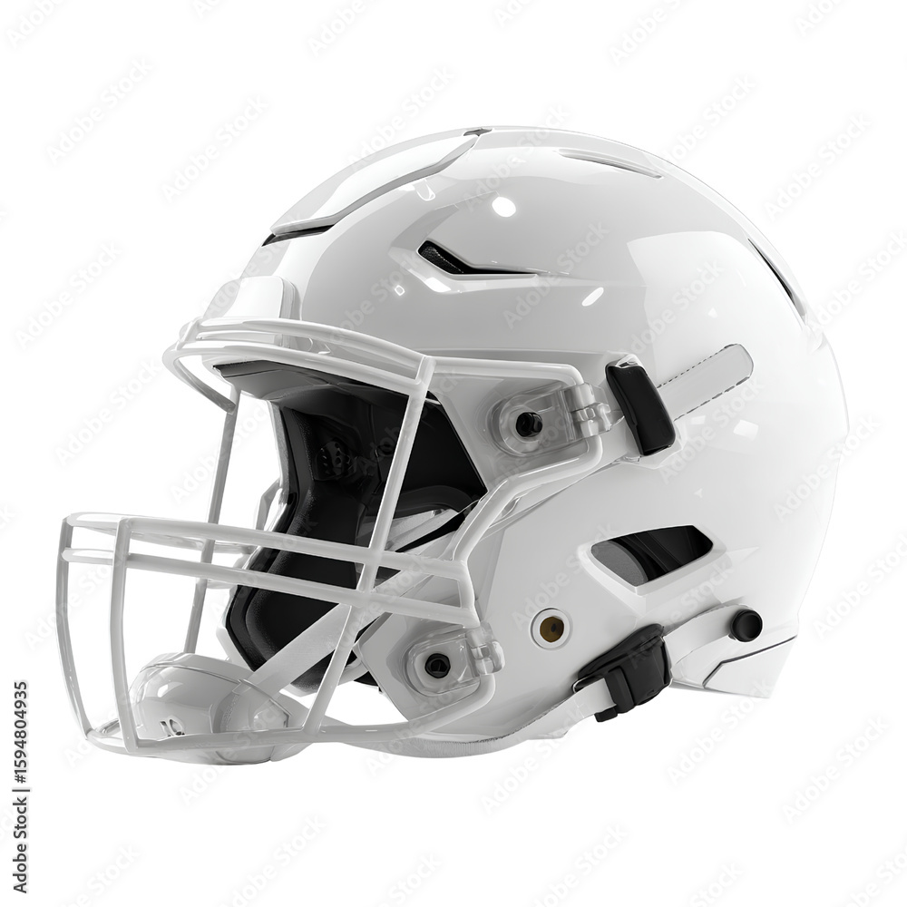 Fototapeta premium Plain White Football Helmet Template for Branding PNG Transparent Background
