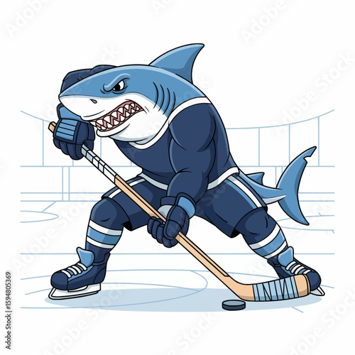 Shark Hockey Mascot Vector Design