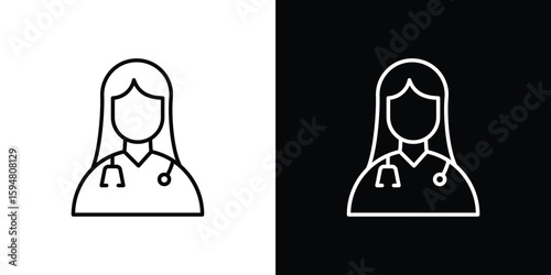 Woman Doctor icon linear icon. Line with editable stroke
