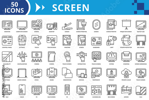 Screen icon set collection vector illustration