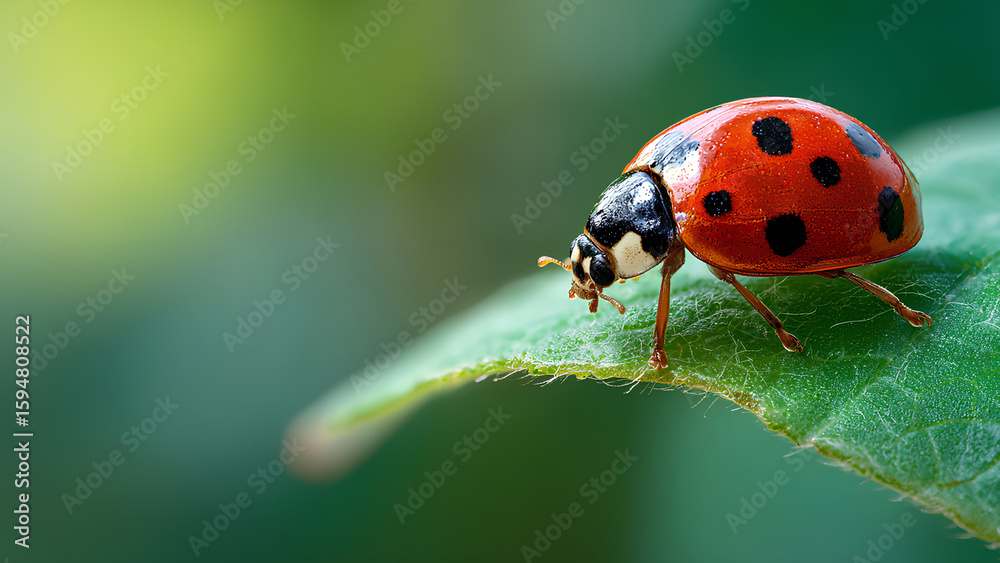 Fototapeta premium Macro Ladybug on Leaf