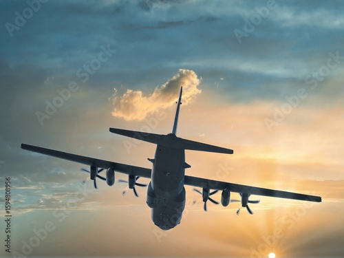 Canvastavla RAF C130 Hercules Aircraft at Sunset