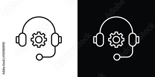 Tech support icon linear icon. Line with editable stroke