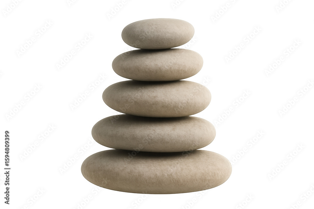 Balanced beige stones stacking vertically, symbolizing zen harmony against minimalist transparent backdrop Balanced beige stones stacking vertically, symbolizing zen harmony against minimalist transparent backdrop
