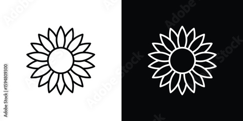Sunflower icon linear icon. Line with editable stroke