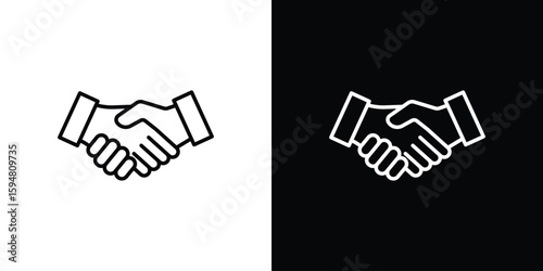 Shake hands icon linear icon. Line with editable stroke