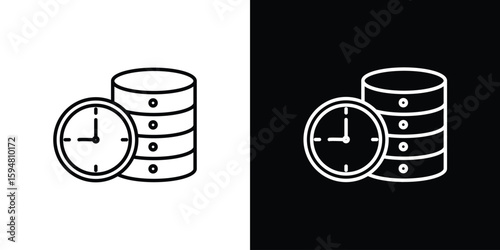 Real time data icon linear icon. Line with editable stroke