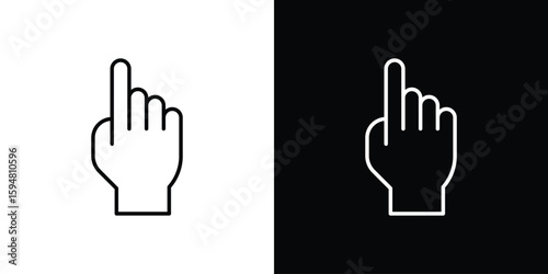 Pointing hand icon linear icon. Line with editable stroke