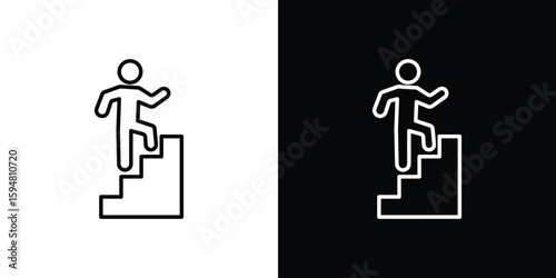 People Climbing icon linear icon. Line with editable stroke