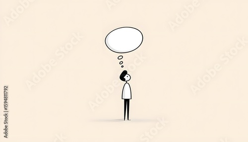 A man character with thinking bubble on white background. illustration